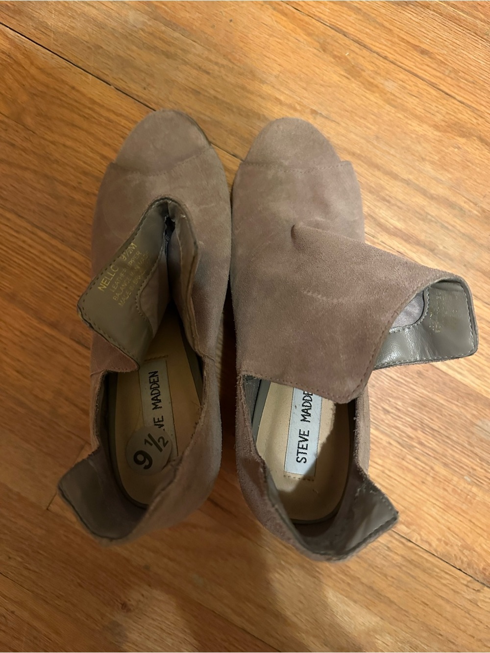 Steve Madden Taupe Suede Open-Toe Ankle Booties